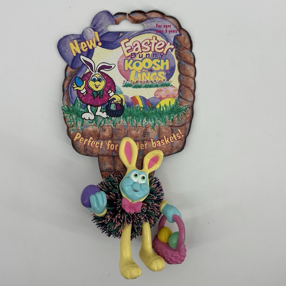 Vintage‎ Easter Bunny Koosh Lings 1997 Oddzon Koosh Ball Toy New On Card 90s